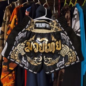 TUFF Black and Gold Muay Thai Shorts